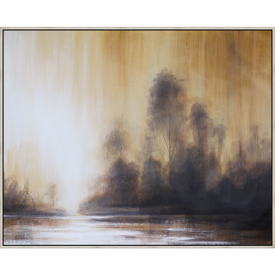 EAHPC23082 - BAYOU VIEW IV framed floating in a contemporary silver frame. Finished Size: W 60.00 in x H 48.00 in