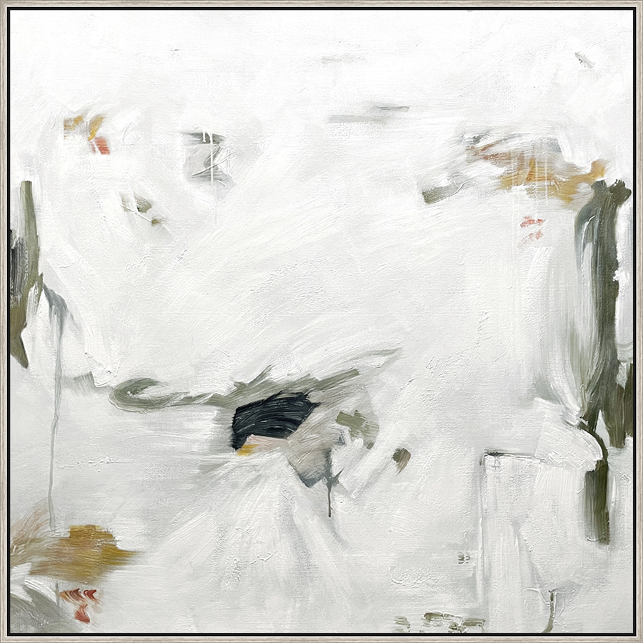 EAHPC23102 - MOTION II framed floating in a contemporary silver frame. Finished Size: W 50.00 in x H 50.00 in