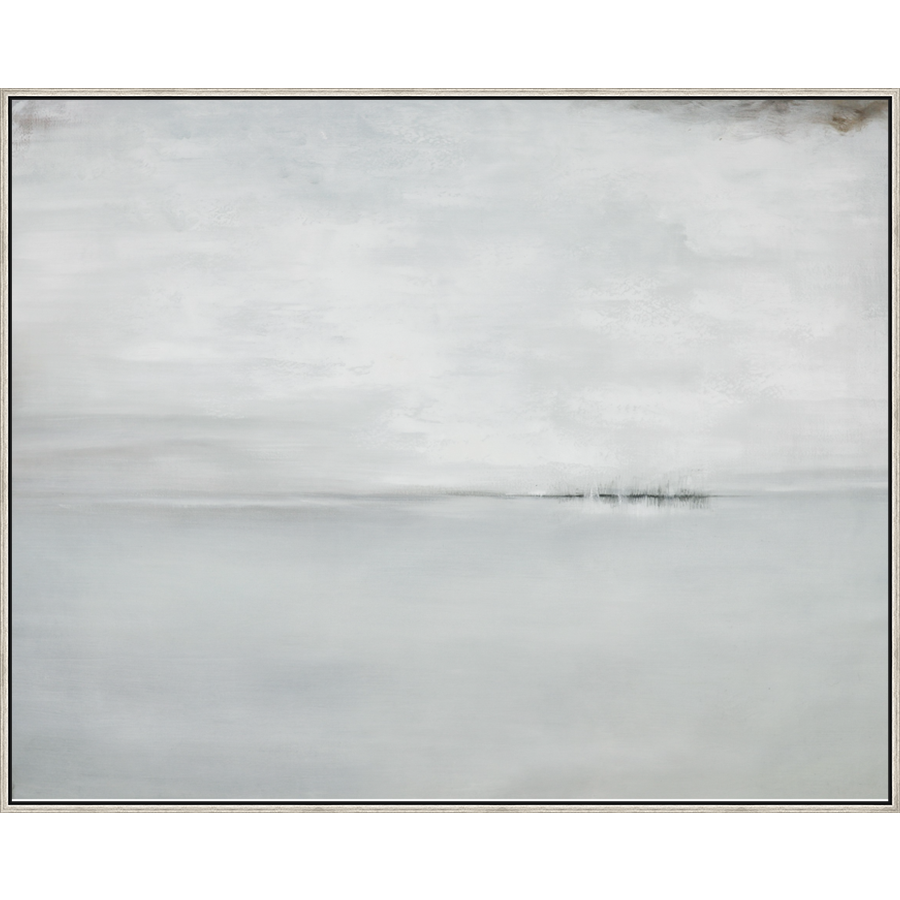 EAHPC23107 - LAND HO framed floating in a contemporary silver frame. Finished Size: W 60.00 in x H 48.00 in