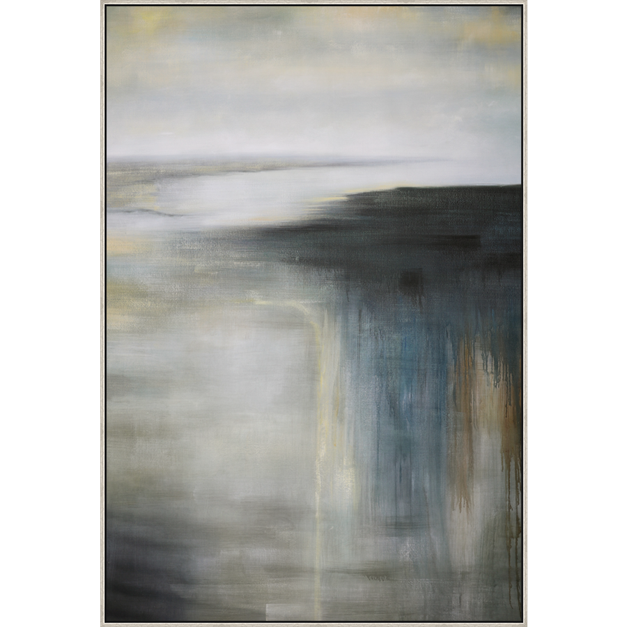 EAHPC23108 - DISTANT BEACH framed floating in a contemporary silver frame. Finished Size: W 54.00 in x H 80.00 in