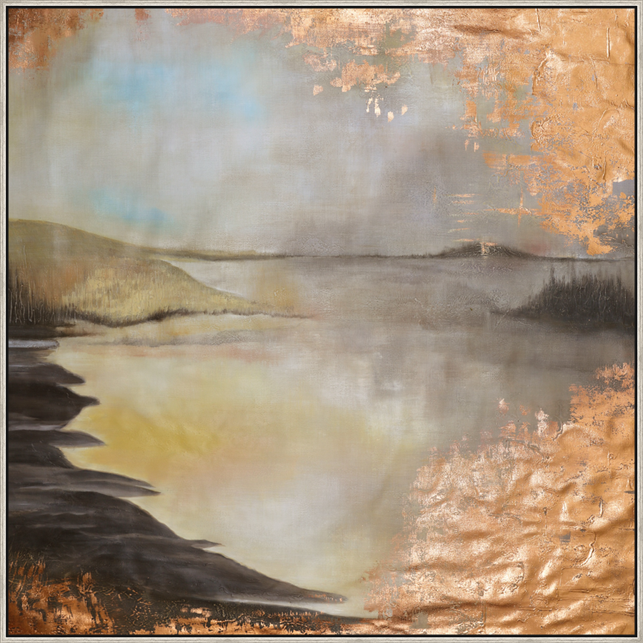 EAHPC23157 - EMBELLISHED CRATER LAKE framed floating in a contemporary silver frame. Finished Size: W 60.00 in x H 60.00 in