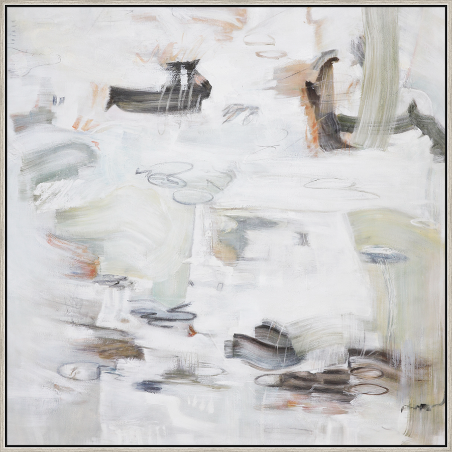 EAHPC24017 - MOTION III framed floating in a contemporary silver frame. Finished Size: W 50.00 in x H 50.00 in