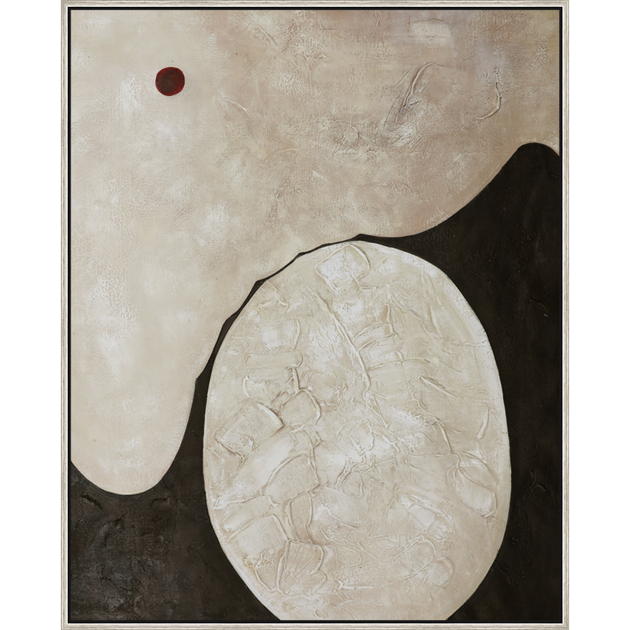 EAHPC24030 - BROWN DOT I framed floating in a contemporary silver frame. Finished Size: W 40.00 in x H 50.00 in