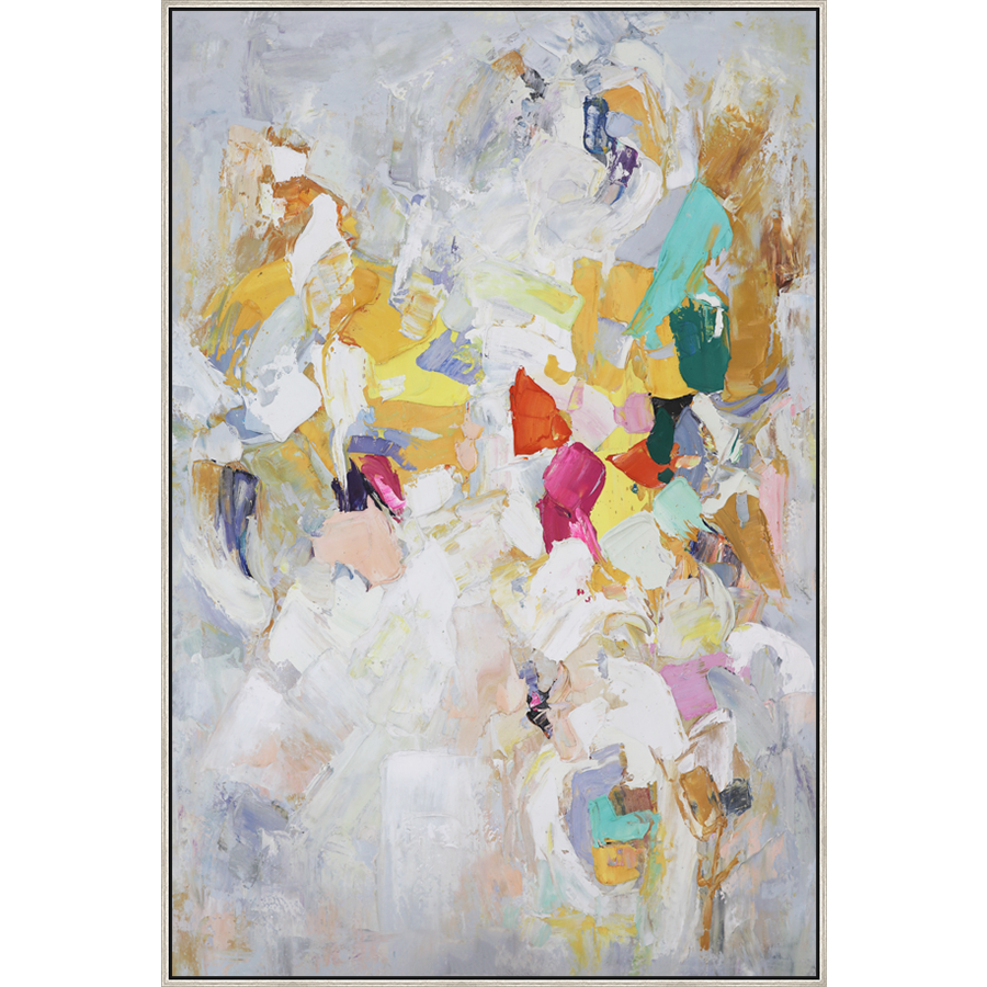 EAHPC24073 - EUPHORIA I framed floating in a contemporary silver frame. Finished Size: W 48.00 in x H 72.00 in