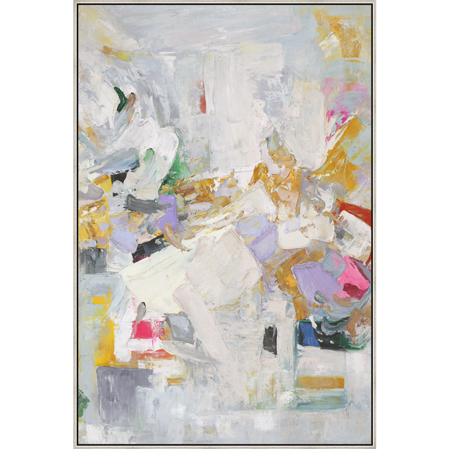 EAHPC24074 - EUPHORIA II framed floating in a contemporary silver frame. Finished Size: W 48.00 in x H 72.00 in