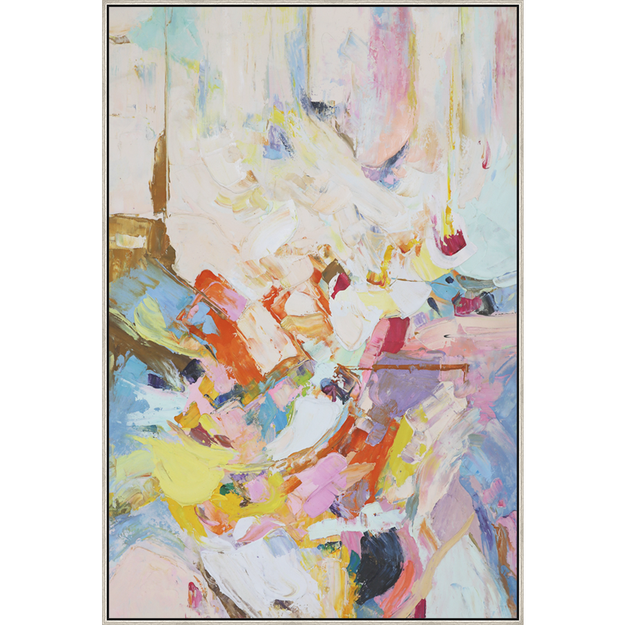 EAHPC24075 - EUPHORIA III framed floating in a contemporary silver frame. Finished Size: W 48.00 in x H 72.00 in