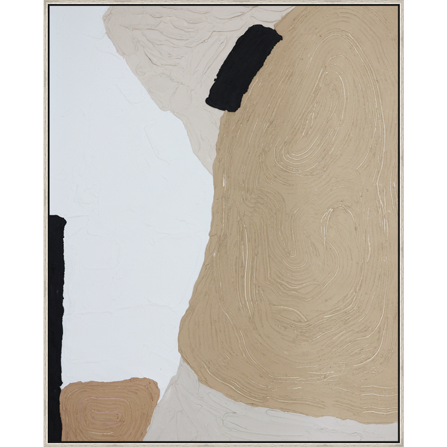 EAHPC24088 - Tapestry of Shadows framed floating in a contemporary silver frame. Finished Size: W 48.00 in x H 60.00 in