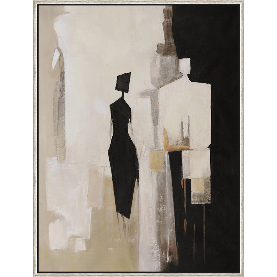 EAHPC24093 - MAN AND WOMAN framed floating in a contemporary silver frame. Finished Size: W 30.00 in x H 40.00 in