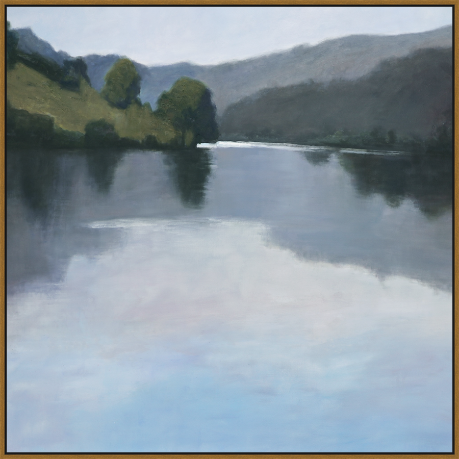 EAHPC24244 - LAZY LAKE framed floating in a contemporary gold frame. Finished Size: W 54.00 in x H 54.00 in
