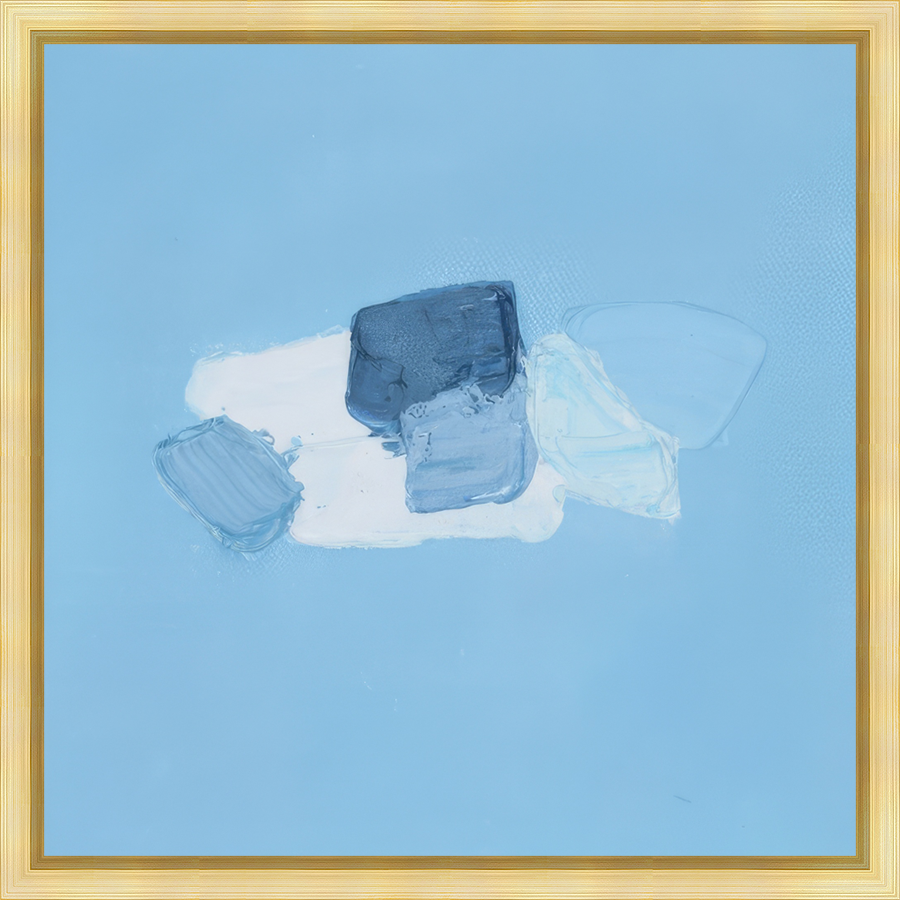 EAHPD01 - BLUE ON SKY DABBLE framed in a gold floater frame. Finished Size: W 20.00 in x H 20.00 in