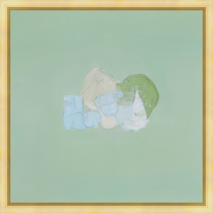 EAHPD03 - COLORS ON GREEN DABBLE framed in a gold floater frame. Finished Size: W 20.00 in x H 20.00 in