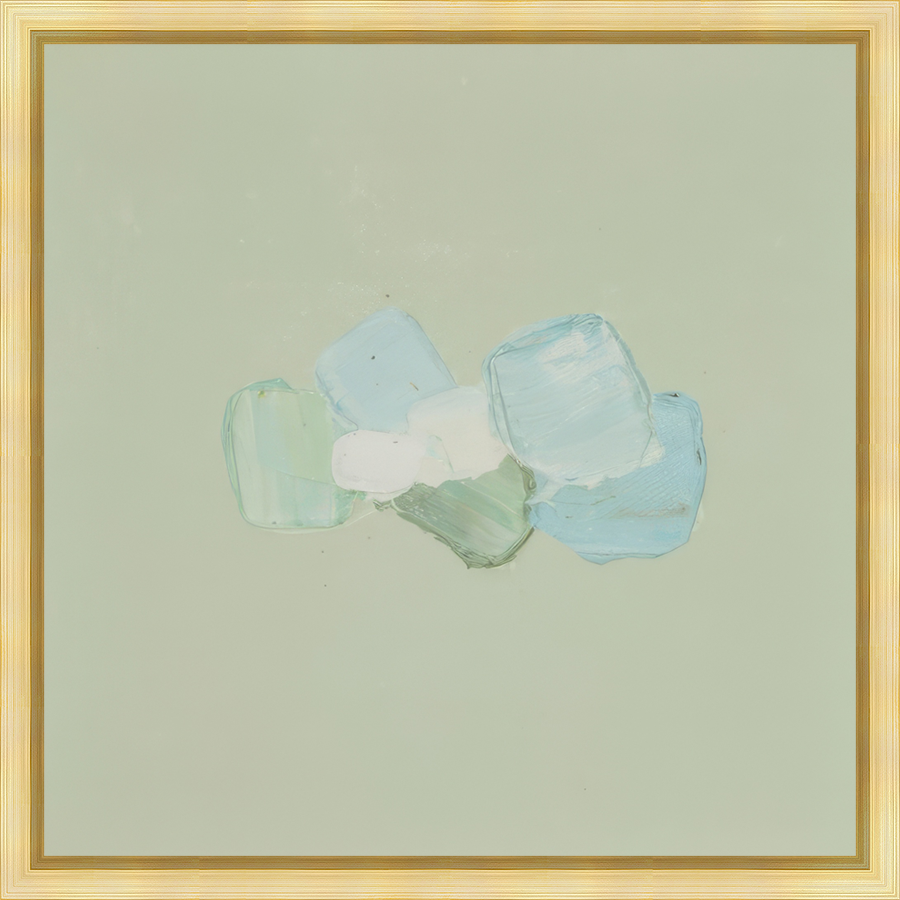 EAHPD04 - COLORS ON OLIVE DABBLE framed in a gold floater frame. Finished Size: W 20.00 in x H 20.00 in