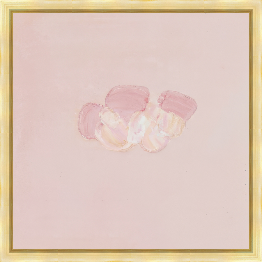 EAHPD08 - PINK ON BLUSH DABBLE framed in a gold floater frame. Finished Size: W 20.00 in x H 20.00 in