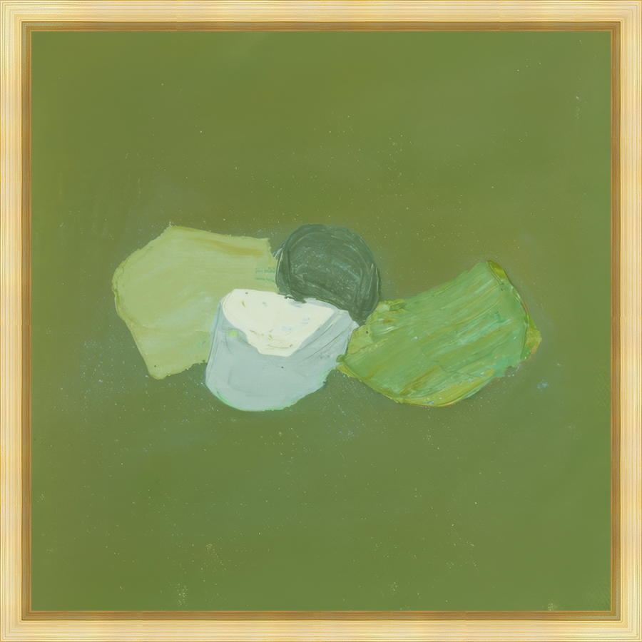 EAHPD11 - GREEN ON DARK GREEN DABBLE framed in a gold floater frame. Finished Size: W 20.00 in x H 20.00 in