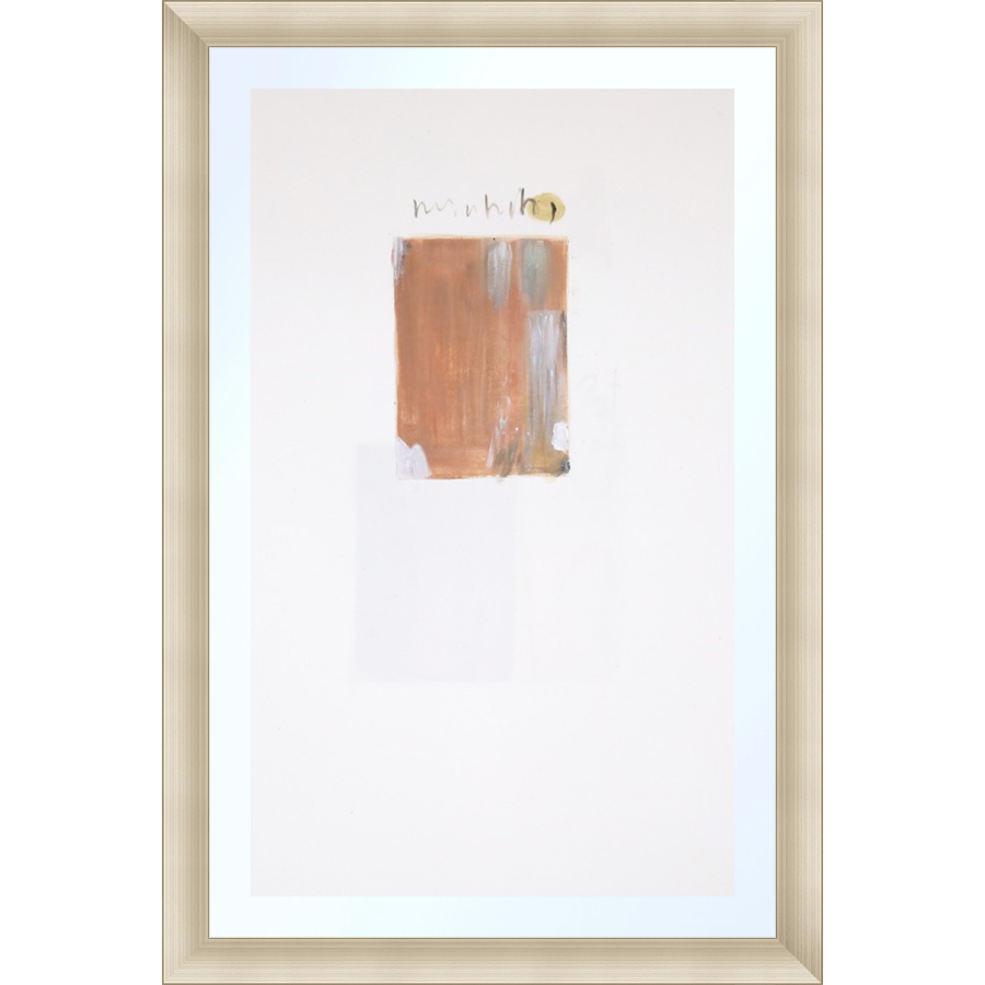 EAHPP11 - TERRACOTTA ABSTRACT ON PAPER framed floating on glass in a contemporary silver frame Finished Size: W 16.38 in x H 24.38 in