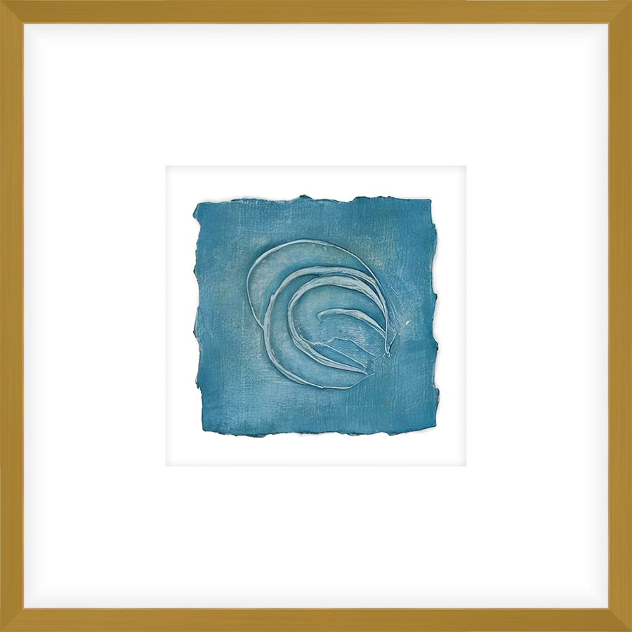 EASBL02 - FRAMED TEAL TEXTURED SWATCH shadow boxed framed in an antiqued gold frame Finished Size: W 17.00 in x H 17.00 in