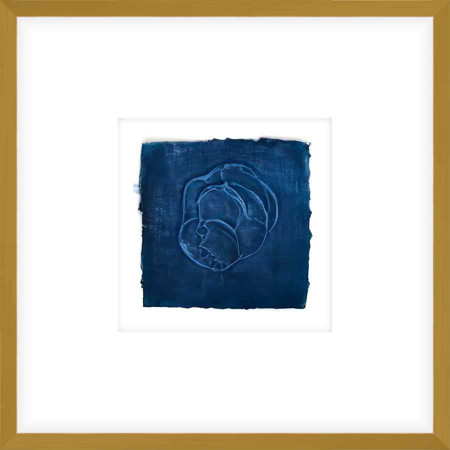 EASBL08 - FRAMED NAVY TEXTURED SWATCH shadow boxed framed in an antiqued gold frame Finished Size: W 17.00 in x H 17.00 in