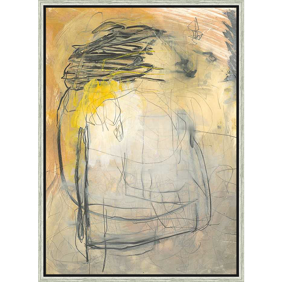 This abstract artwork features dynamic lines and washes of color, creating a modern and expressive piece. The artwork employs mixed media techniques to achieve a unique texture and depth, perfect for adding a touch of artistic flair to any space.