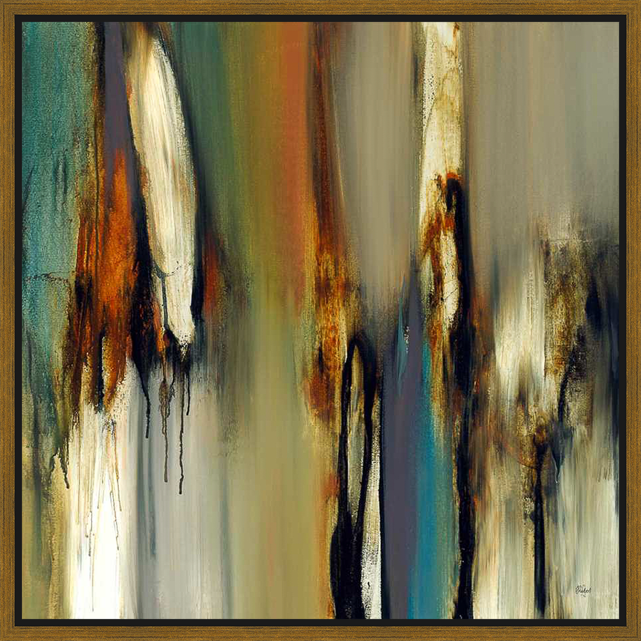 This abstract artwork features a dynamic interplay of colors and textures, with long vertical brushstrokes creating a sense of movement and depth. The artist's use of blending and layering evokes a contemplative mood, making it perfect for adding a touch of modern elegance to any space.