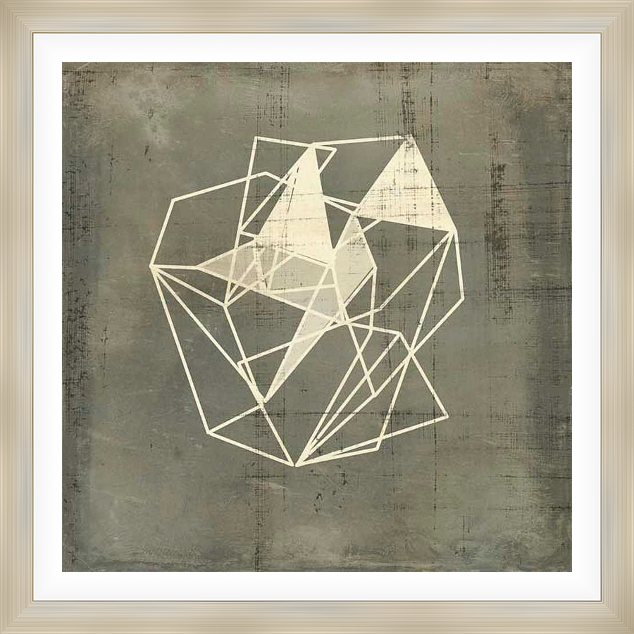Modern abstract artwork featuring intersecting geometric forms against a textured background. This piece is perfect for adding a contemporary touch to any space.
