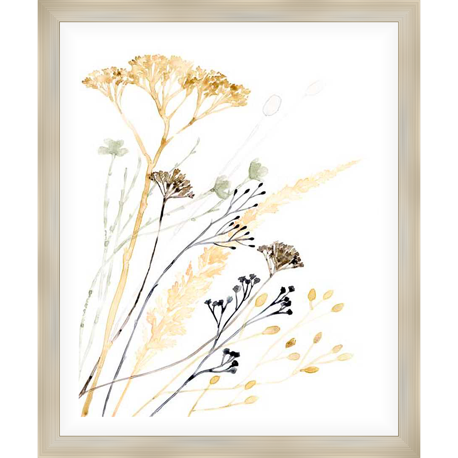 A delicate watercolor painting captures the essence of dried wildflowers and grasses in a neutral palette. This elegant artwork adds a touch of nature's beauty to any space, offering a sense of calm and serenity.