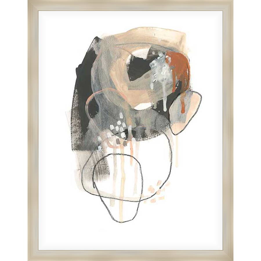 An abstract painting, this piece features a layered composition with flowing lines and organic shapes, creating a dynamic and intriguing visual experience.