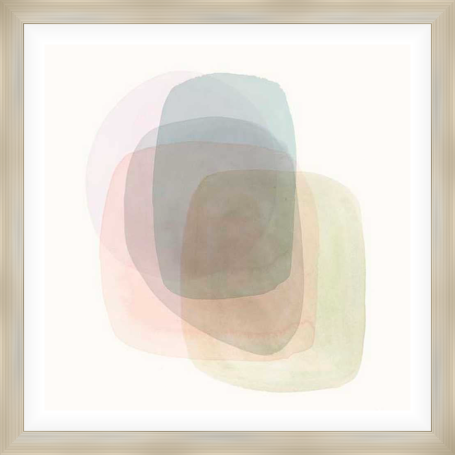 This abstract artwork features overlapping watercolor shapes in soft, muted tones, creating a calming and artistic ambiance. Perfect for adding a touch of modern elegance to any space.