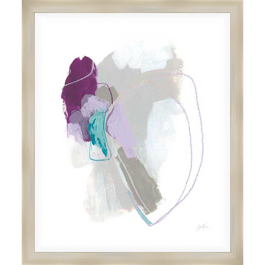 Abstract Expressionist wall art, featuring overlapping strokes of color in shades of purple, teal, and grey. This piece brings a touch of modern elegance to any space.