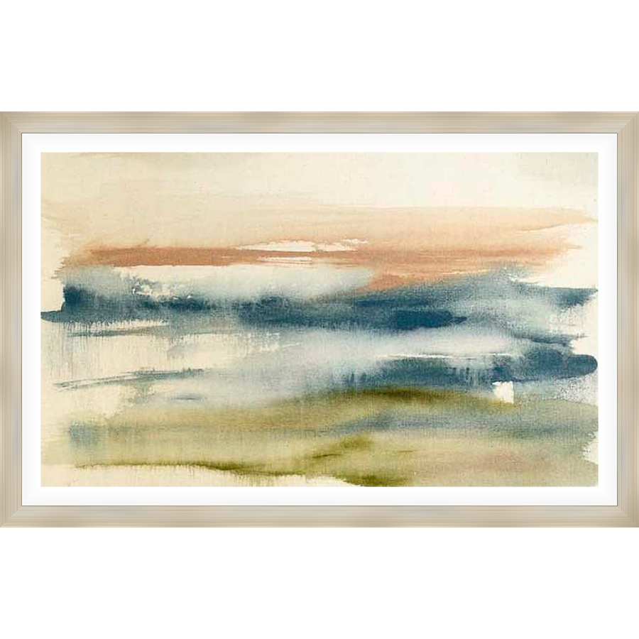 A serene watercolor abstract painting with blended brushstrokes in muted earth tones evokes a sense of calm and tranquility. This artwork is perfect for adding a touch of nature-inspired elegance to any space.