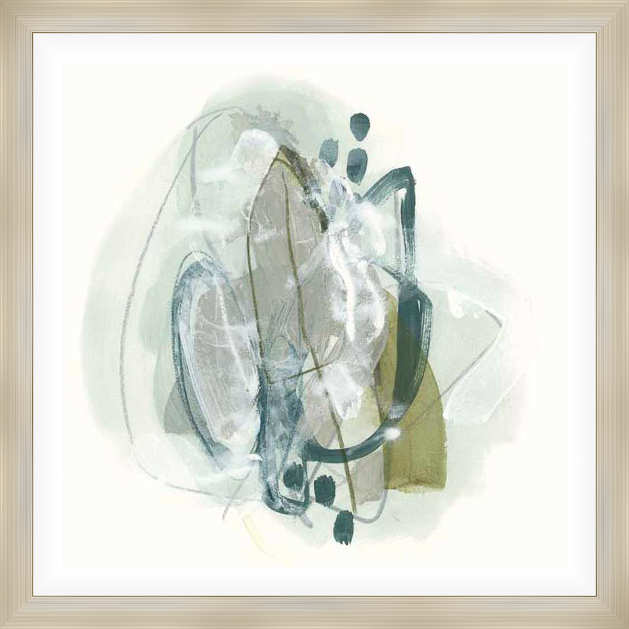 This abstract artwork features a blend of soft colors and fluid brushstrokes, creating a sense of movement and visual interest. The composition invites the viewer to interpret the forms and textures, making it a versatile addition to any interior.