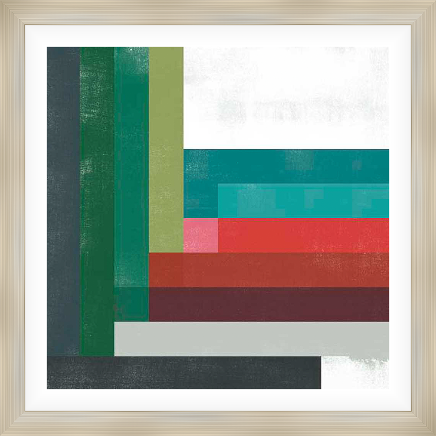 Modern abstract art piece featuring a vibrant composition of geometric shapes and contrasting colors. This unique artwork adds a contemporary touch to any space.