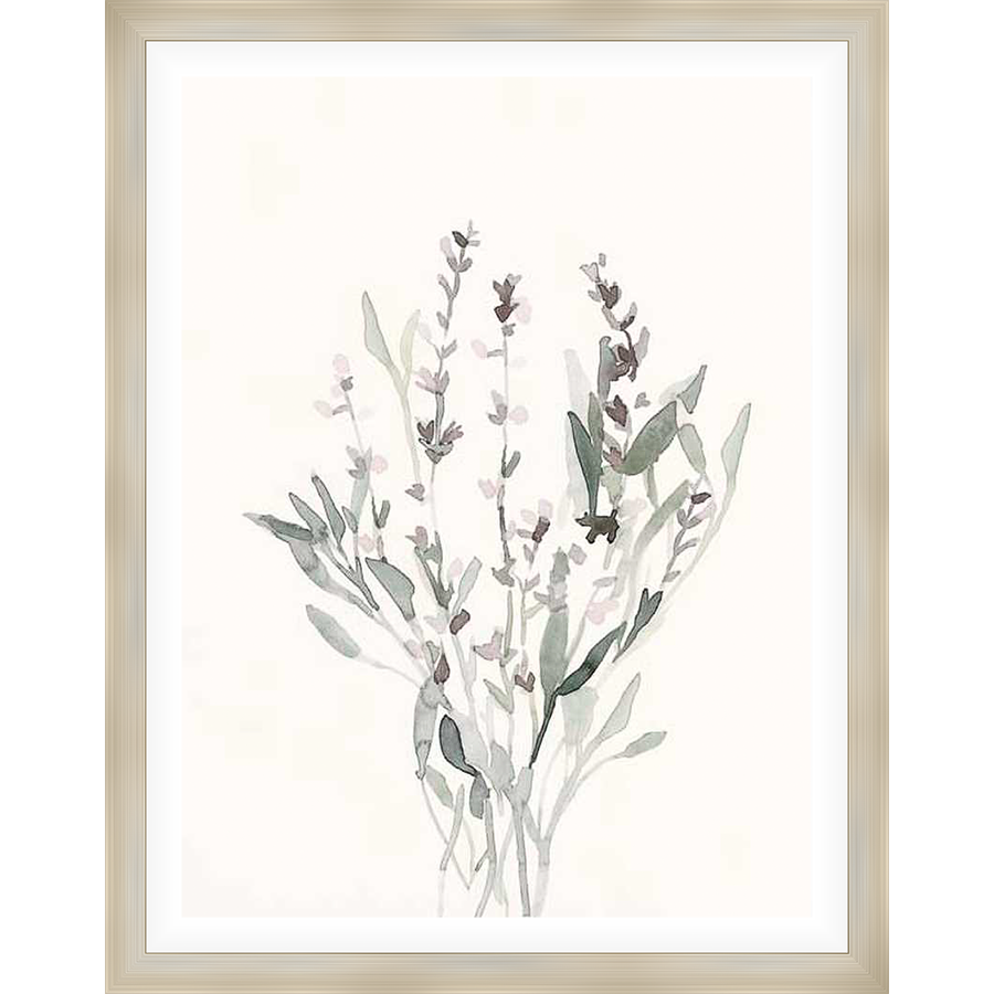 A delicate watercolor print showcases an elegant bouquet of wildflowers in soft, muted tones. This piece is the perfect addition to any space seeking a touch of natural serenity and artistic flair.