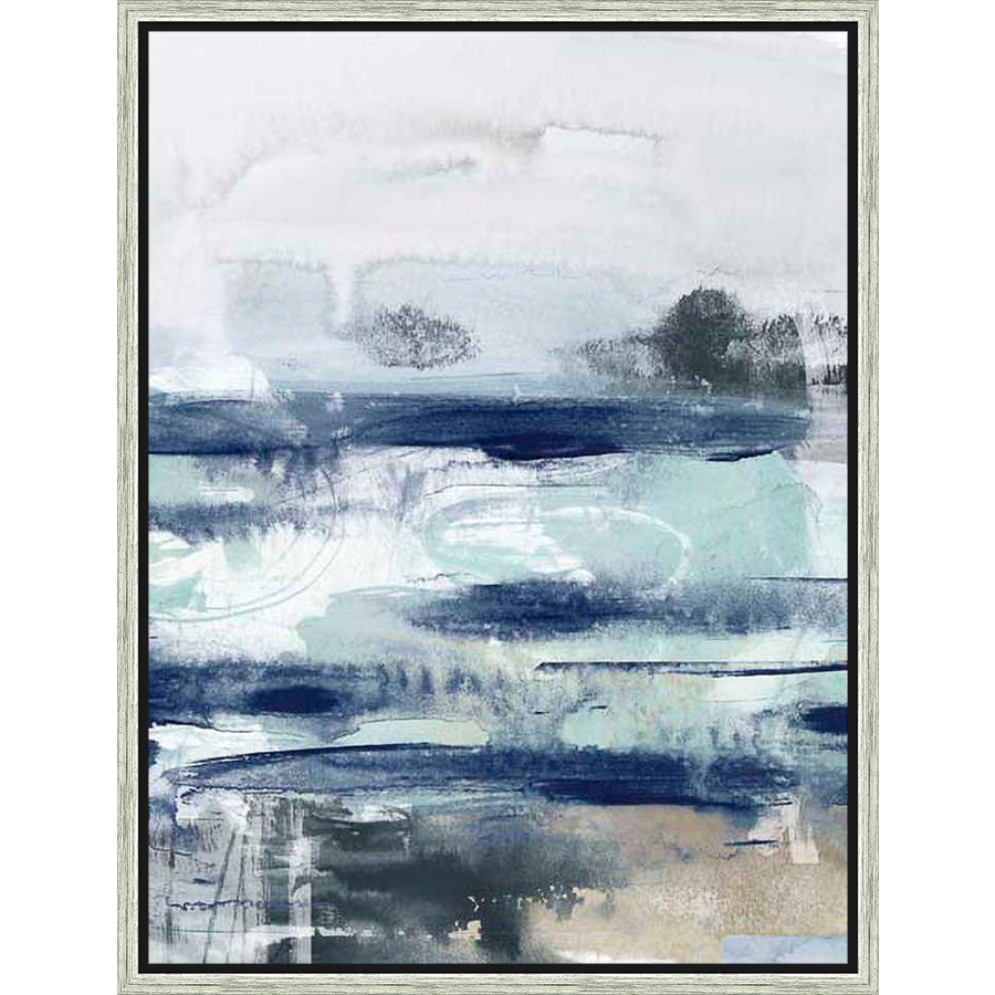 Evoke a sense of calm with this abstract landscape artwork. Featuring layered brushstrokes in shades of blue, gray, and white, this piece adds a serene touch to any space.