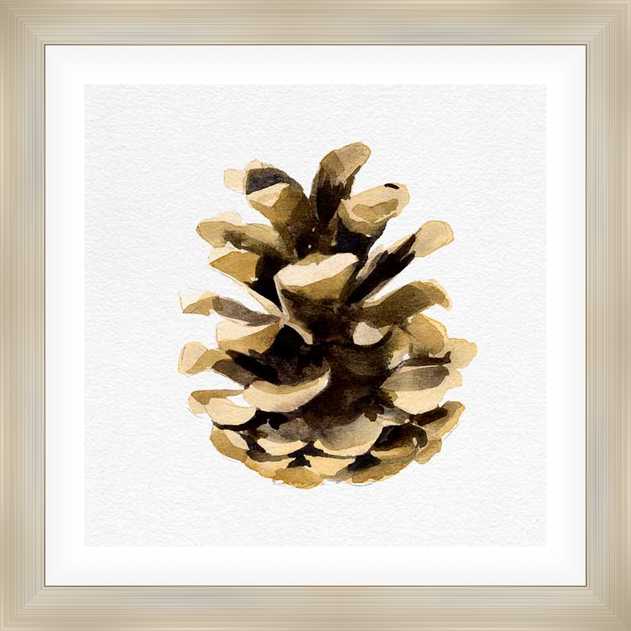 A stunning watercolor illustration of a pine cone, perfect for adding a touch of nature to any space. This art piece brings the beauty of the outdoors into your home.