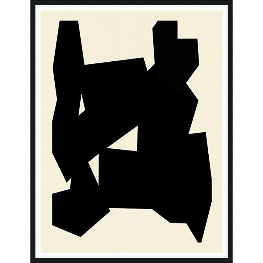 This modern art print features a bold, abstract composition with striking geometric shapes. The minimalist design is perfect for adding a touch of contemporary style to any room.