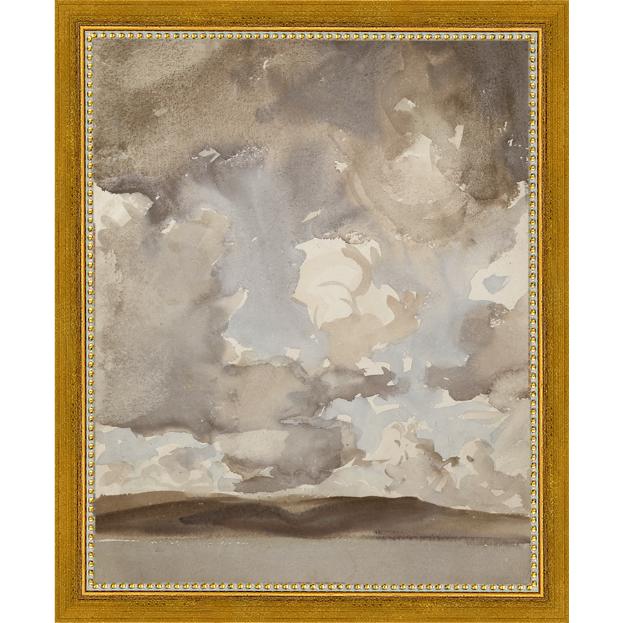 SA002-THE GATHERING STORM Hand framed in a transitional gold frame. Finished Size: W 9.25 in x H 11.25 in