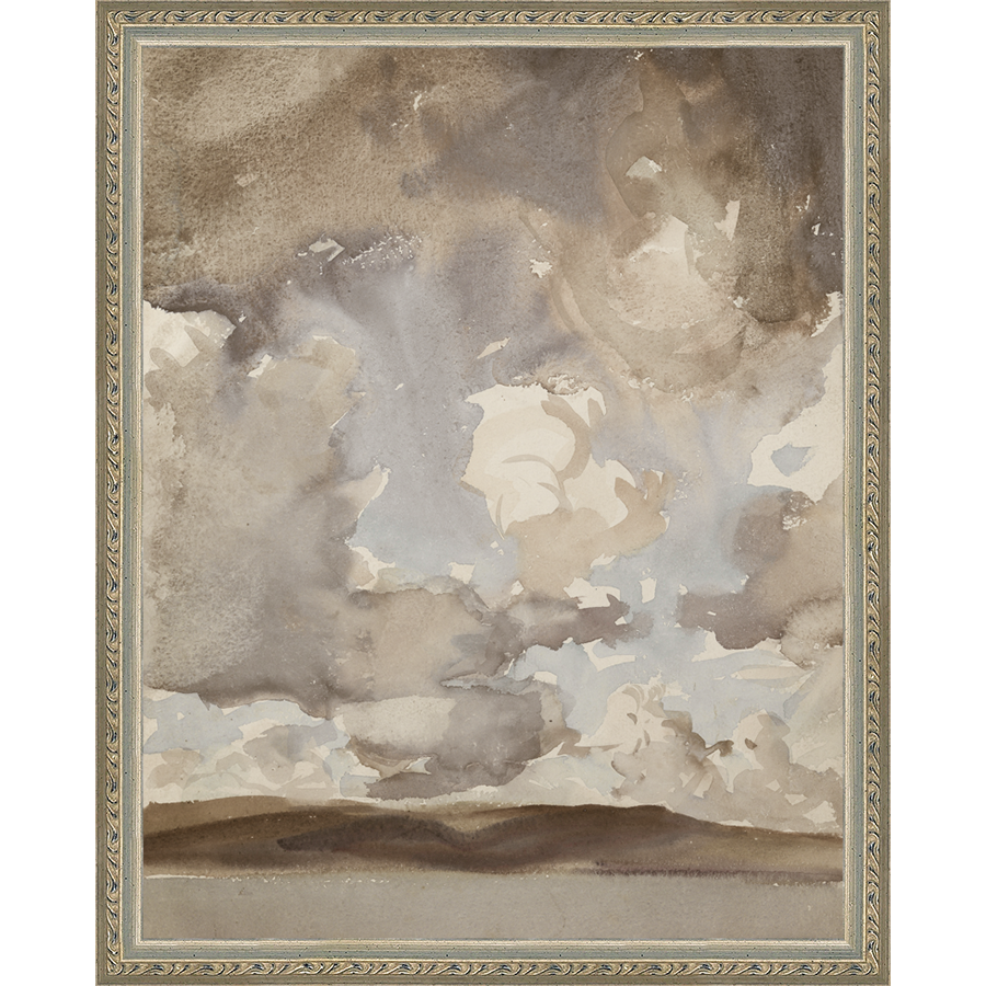 SA002-THE GATHERING STORM Hand framed in an ornate dark silver frame. Finished Size: W 12.25 in x H 15.25 in