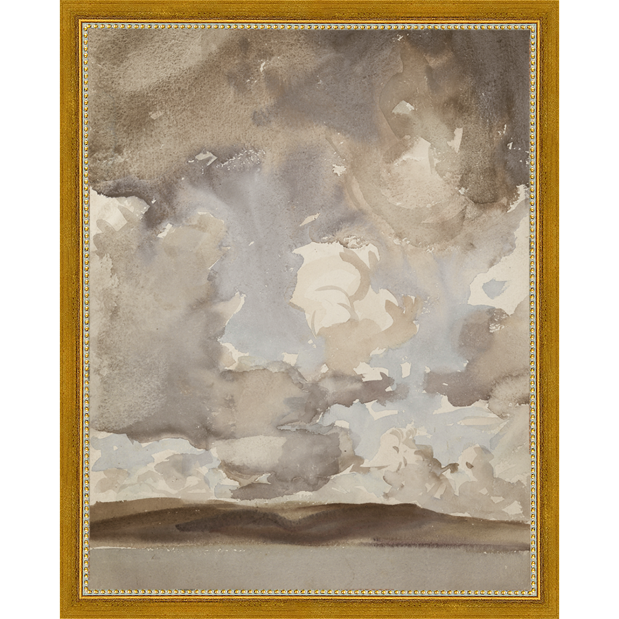 SA002-THE GATHERING STORM Hand framed in a transitional gold frame. Finished Size: W 12.25 in x H 15.25 in