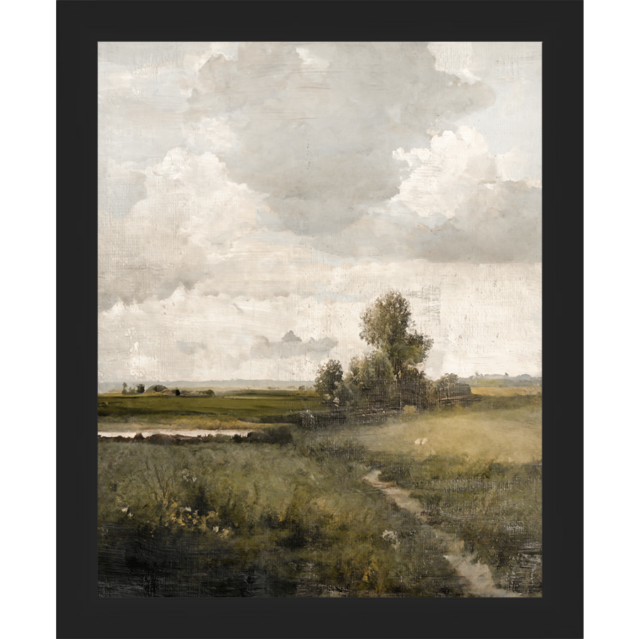 SA003-THE NARROW PATH Hand framed in a matte black frame. Finished Size: W 9.25 in x H 11.25 in