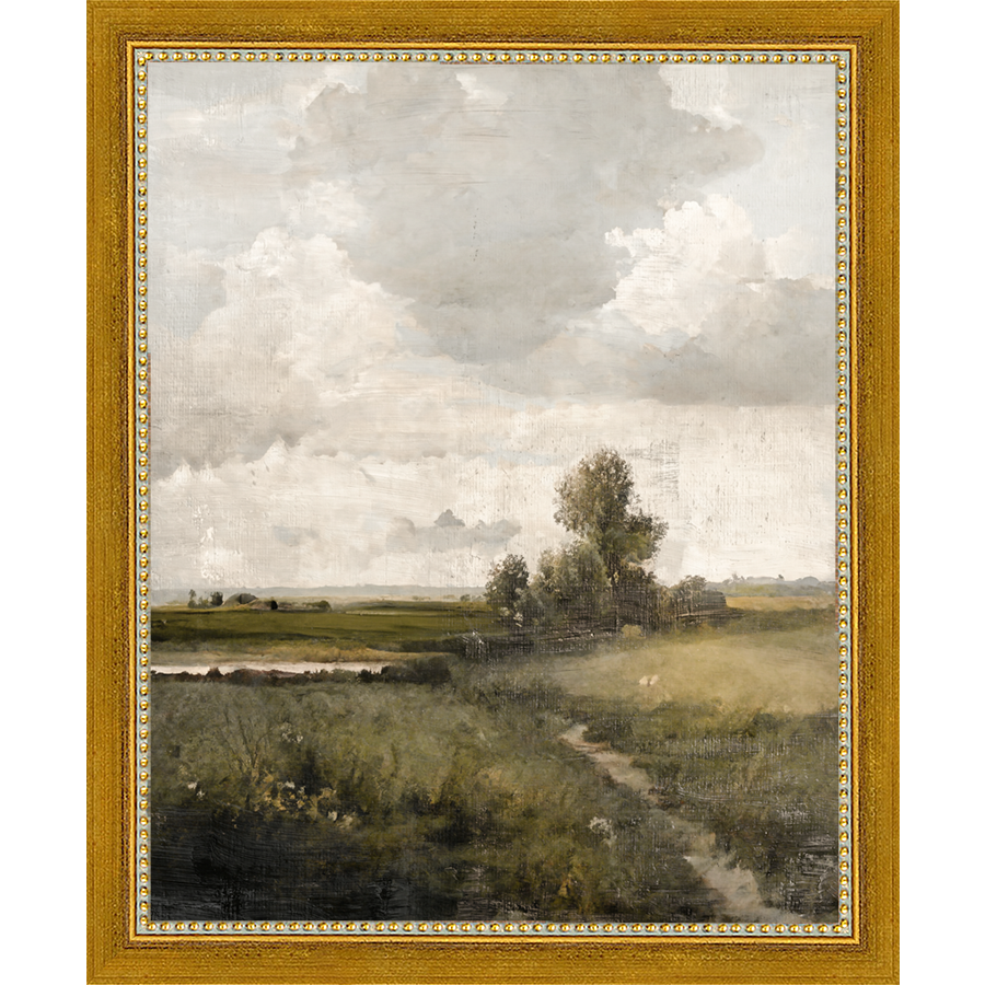 SA003-THE NARROW PATH Hand framed in a transitional gold frame. Finished Size: W 9.25 in x H 11.25 in