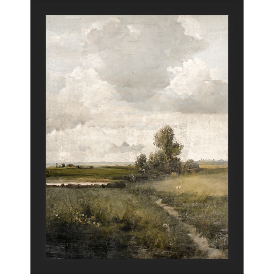 SA003-THE NARROW PATH Hand framed in a matte black frame. Finished Size: W 10.25 in x H 13.25 in