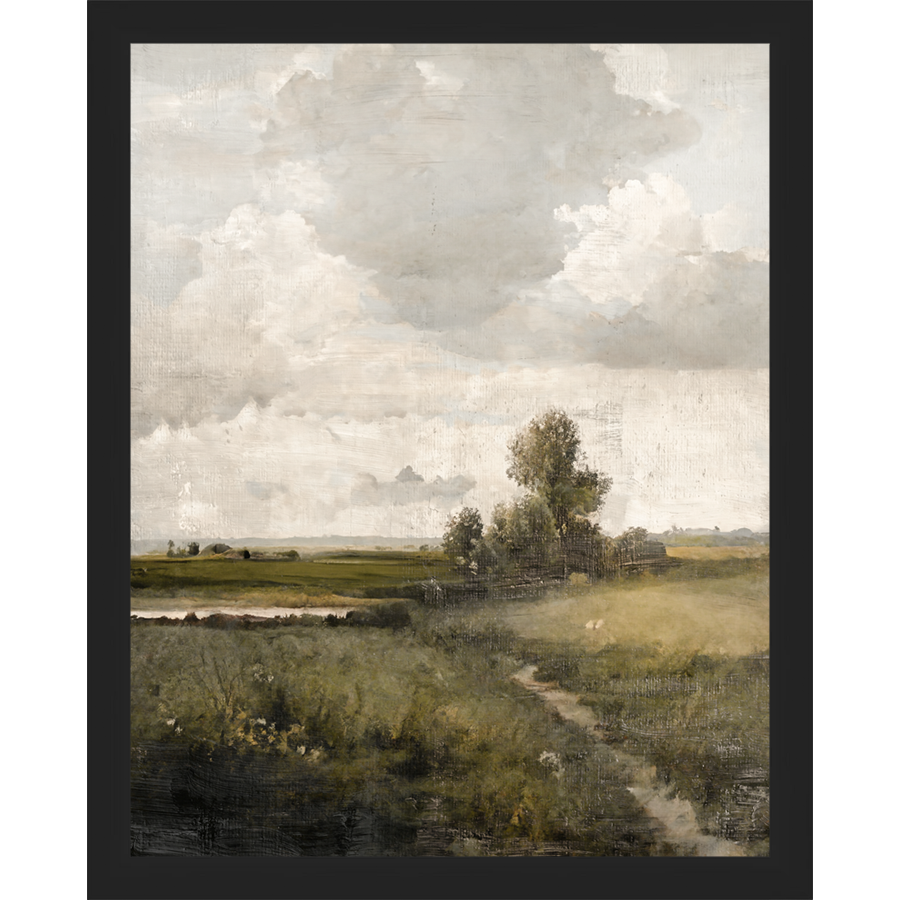 SA003-THE NARROW PATH Hand framed in a matte black frame. Finished Size: W 12.25 in x H 15.25 in