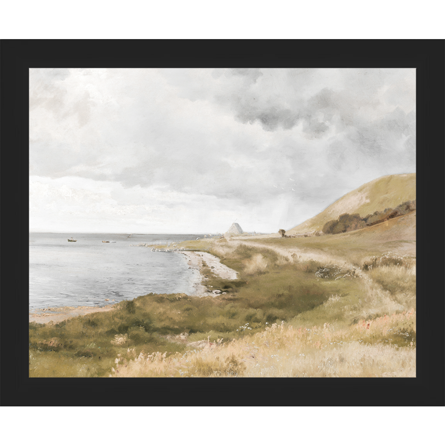 SA006-SEASIDE Hand framed in a matte black frame. Finished Size: W 11.25 in x H 9.25 in