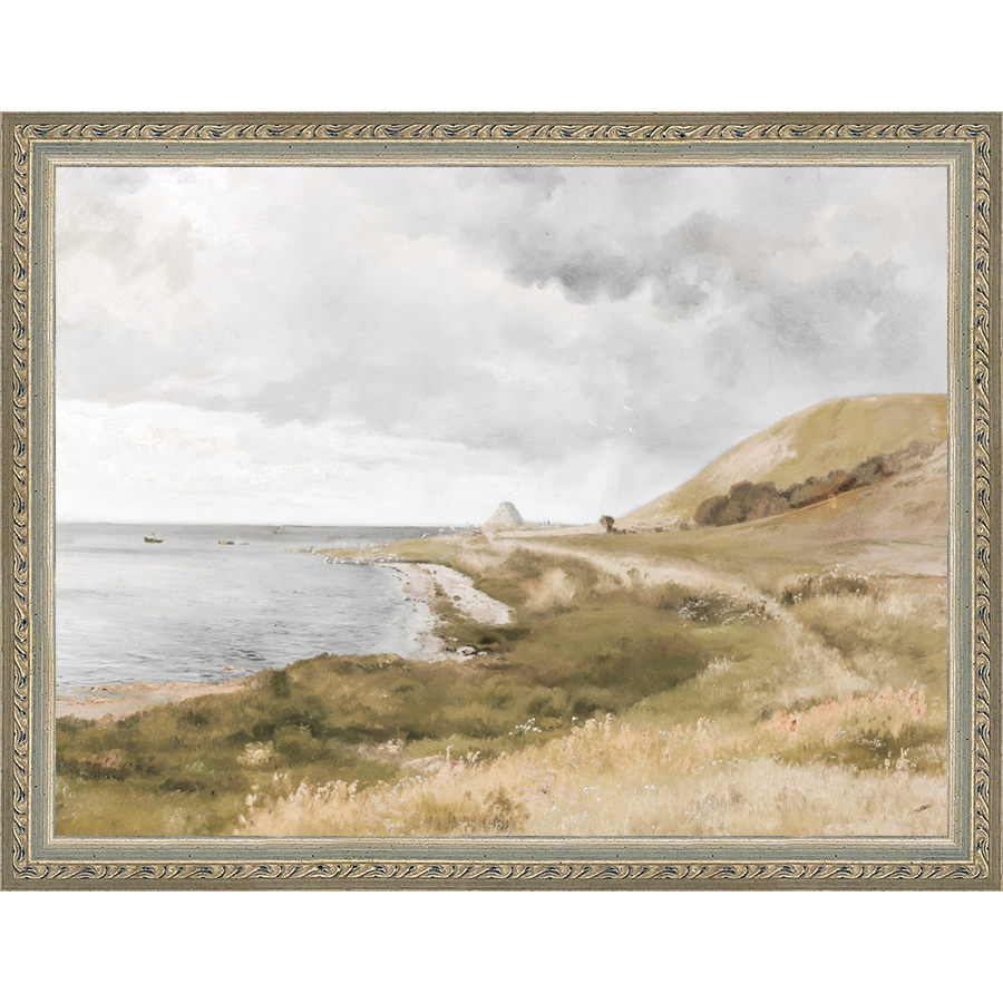 SA006-SEASIDE Hand framed in an ornate dark silver frame. Finished Size: W 13.25 in x H 10.25 in