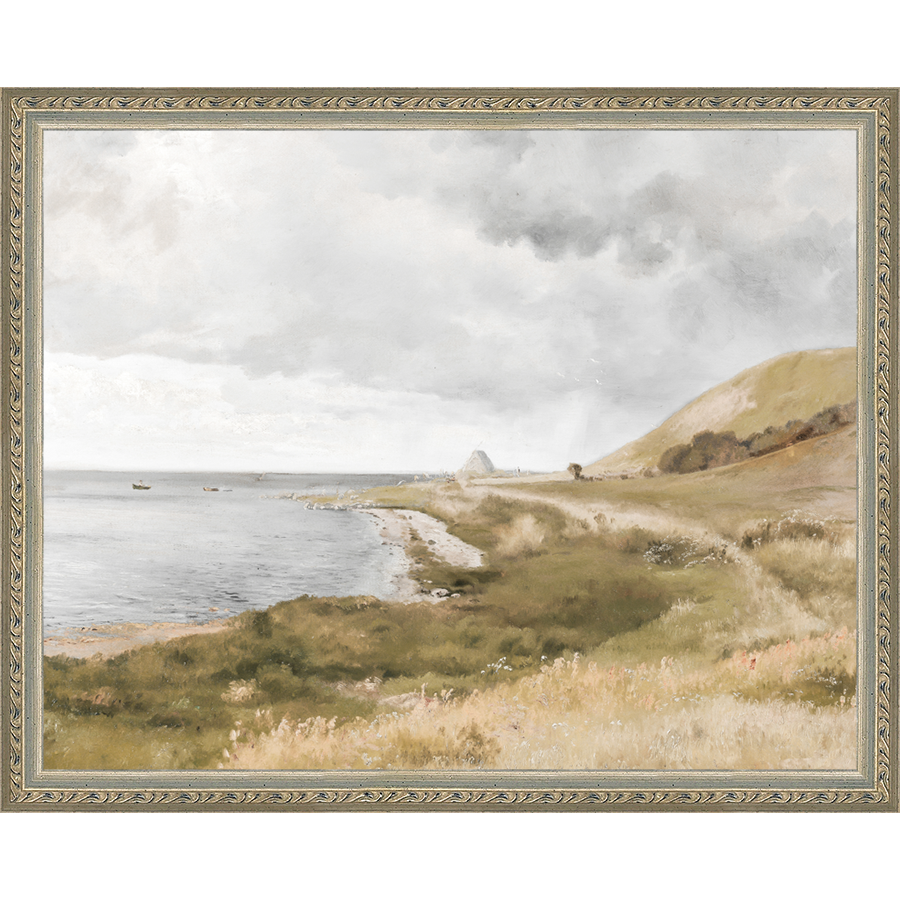 SA006-SEASIDE Hand framed in an ornate dark silver frame. Finished Size: W 15.25 in x H 12.25 in
