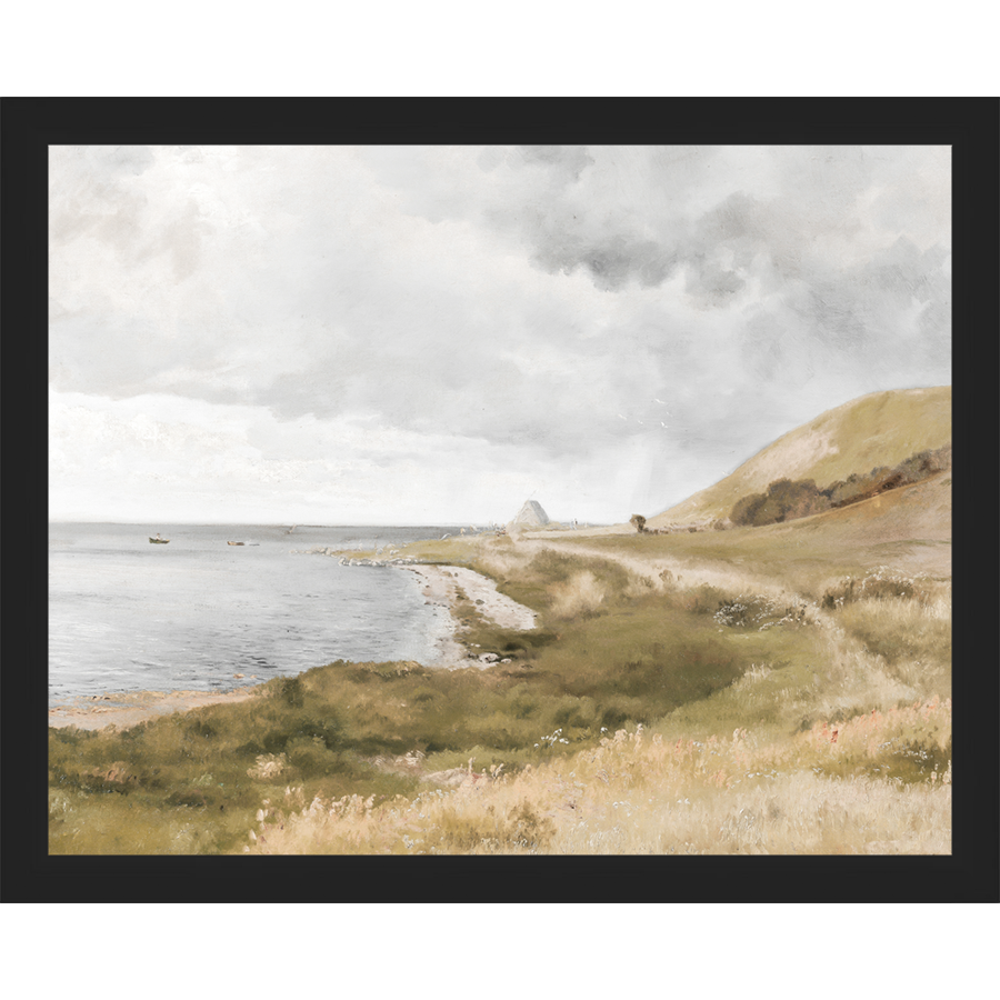 SA006-SEASIDE Hand framed in a matte black frame. Finished Size: W 15.25 in x H 12.25 in