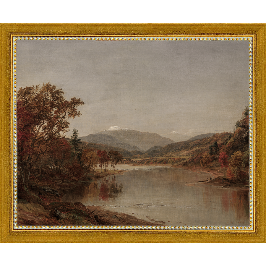 SA015-TRANQUIL LANDSCAPE Hand framed in a transitional gold frame. Finished Size: W 11.25 in x H 9.25 in