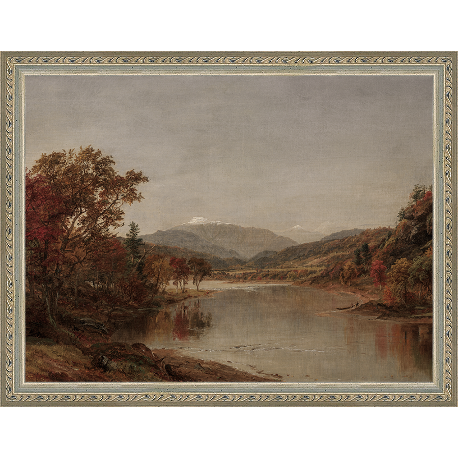SA015-TRANQUIL LANDSCAPE Hand framed in an ornate dark silver frame. Finished Size: W 13.25 in x H 10.25 in