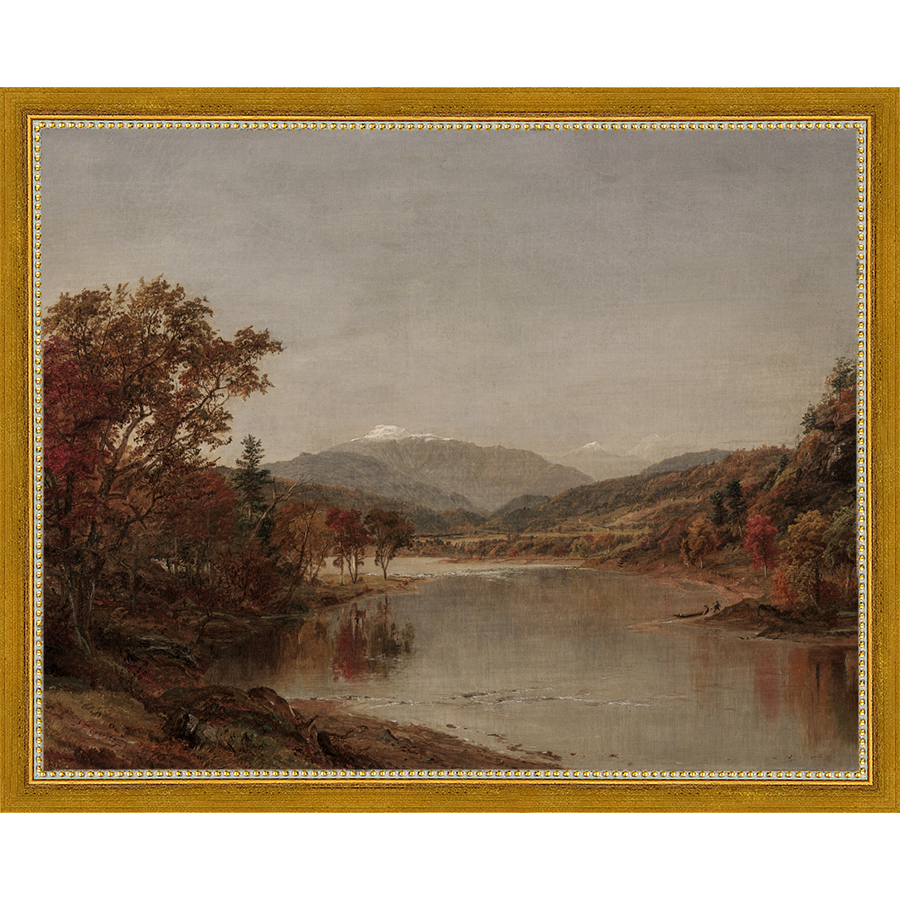 SA015-TRANQUIL LANDSCAPE Hand framed in a transitional gold frame. Finished Size: W 15.25 in x H 12.25 in