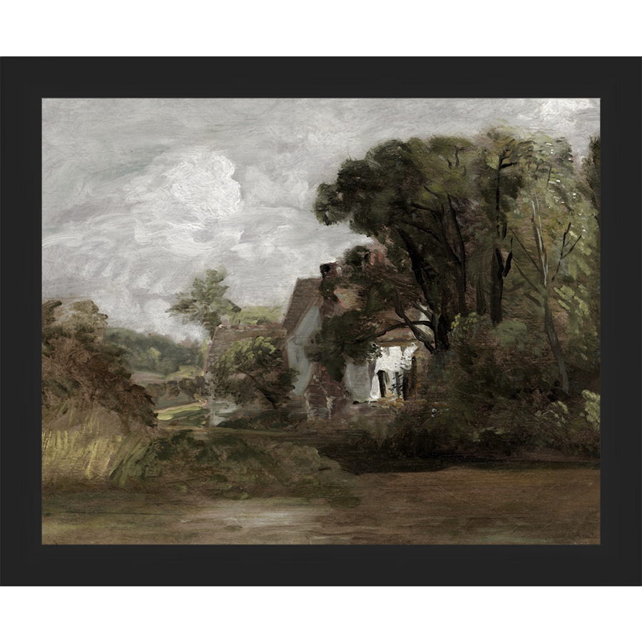 SA020-THE HIDDEN HOUSE Hand framed in a matte black frame. Finished Size: W 11.25 in x H 9.25 in